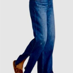 Evereve Women's Blue Wide-Leg Jeans with slit at bottom